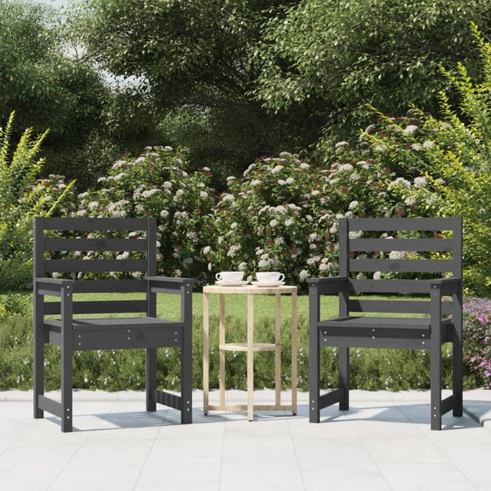 Vidaxl Záhradné stoličky 2 ks sivé 60x48x91 cm borovicový masív